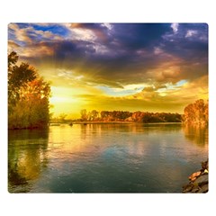 Landscape Lake Sun Sky Nature Double Sided Flano Blanket (small)  by Celenk