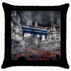 Destruction City Building Throw Pillow Case (black) by Celenk