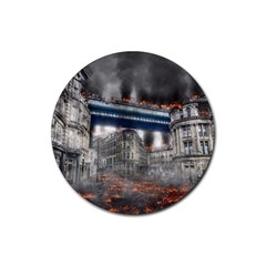 Destruction City Building Rubber Coaster (round)  by Celenk