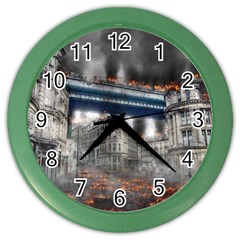 Destruction City Building Color Wall Clocks by Celenk