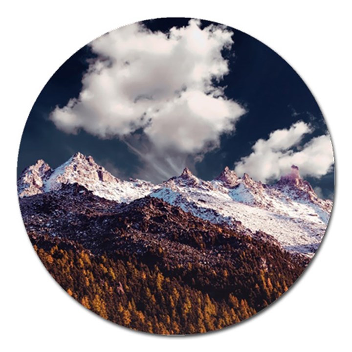 Mountain Sky Landscape Hill Rock Magnet 5  (Round)