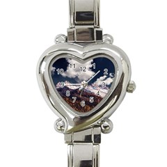 Mountain Sky Landscape Hill Rock Heart Italian Charm Watch by Celenk