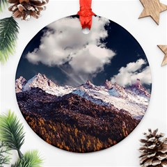 Mountain Sky Landscape Hill Rock Round Ornament (two Sides) by Celenk