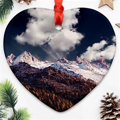 Mountain Sky Landscape Hill Rock Heart Ornament (two Sides) by Celenk