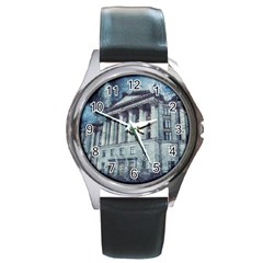 Storm Rain Lightning Weather Round Metal Watch by Celenk