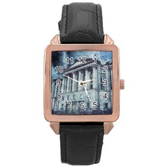 Storm Rain Lightning Weather Rose Gold Leather Watch  by Celenk