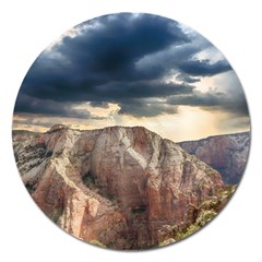 Nature Landscape Clouds Sky Rocks Magnet 5  (round) by Celenk