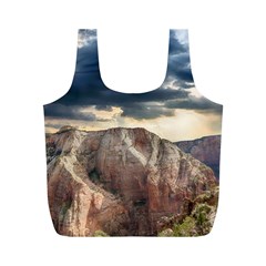 Nature Landscape Clouds Sky Rocks Full Print Recycle Bags (m)  by Celenk