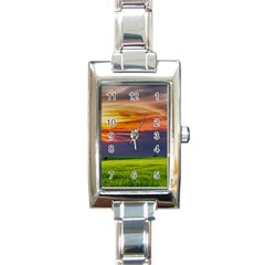 Countryside Landscape Nature Rural Rectangle Italian Charm Watch by Celenk