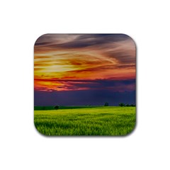 Countryside Landscape Nature Rural Rubber Coaster (square)  by Celenk