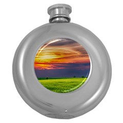 Countryside Landscape Nature Rural Round Hip Flask (5 Oz) by Celenk