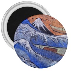 Harvard Mayfair Hokusai Chalk Wave Fuji 3  Magnets by Celenk