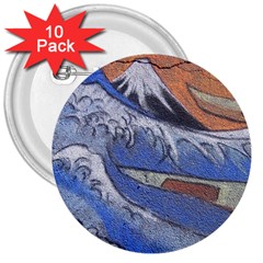 Harvard Mayfair Hokusai Chalk Wave Fuji 3  Buttons (10 Pack)  by Celenk