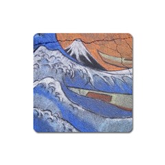 Harvard Mayfair Hokusai Chalk Wave Fuji Square Magnet by Celenk