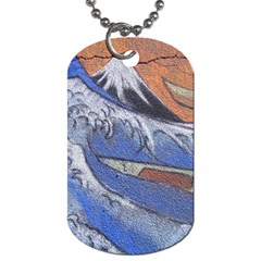 Harvard Mayfair Hokusai Chalk Wave Fuji Dog Tag (one Side) by Celenk