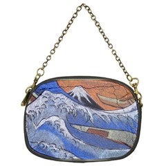 Harvard Mayfair Hokusai Chalk Wave Fuji Chain Purses (one Side)  by Celenk