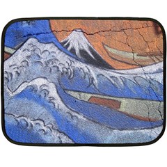 Harvard Mayfair Hokusai Chalk Wave Fuji Fleece Blanket (mini) by Celenk