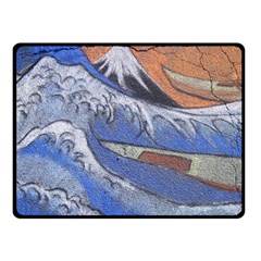 Harvard Mayfair Hokusai Chalk Wave Fuji Fleece Blanket (small) by Celenk