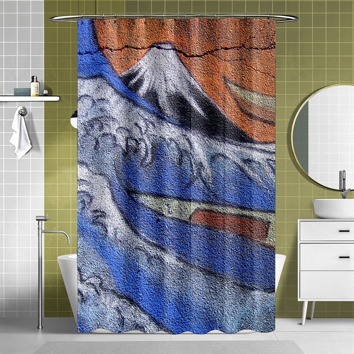 Harvard Mayfair Hokusai Chalk Wave Fuji Shower Curtain 48  x 72  (Small) 