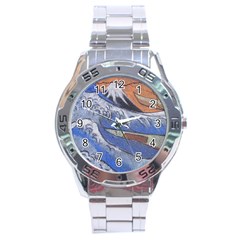 Harvard Mayfair Hokusai Chalk Wave Fuji Stainless Steel Analogue Watch by Celenk