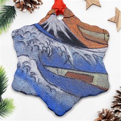 Harvard Mayfair Hokusai Chalk Wave Fuji Ornament (snowflake) by Celenk