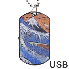 Harvard Mayfair Hokusai Chalk Wave Fuji Dog Tag Usb Flash (one Side) by Celenk