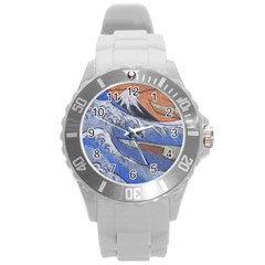 Harvard Mayfair Hokusai Chalk Wave Fuji Round Plastic Sport Watch (l) by Celenk