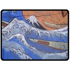 Harvard Mayfair Hokusai Chalk Wave Fuji Double Sided Fleece Blanket (large)  by Celenk