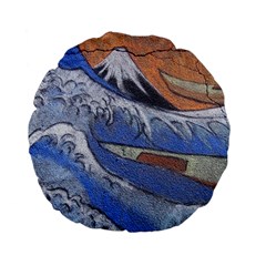 Harvard Mayfair Hokusai Chalk Wave Fuji Standard 15  Premium Flano Round Cushions by Celenk