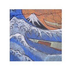 Harvard Mayfair Hokusai Chalk Wave Fuji Small Satin Scarf (square) by Celenk