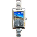 Road Mountain Landscape Travel Rectangle Italian Charm Watch Front