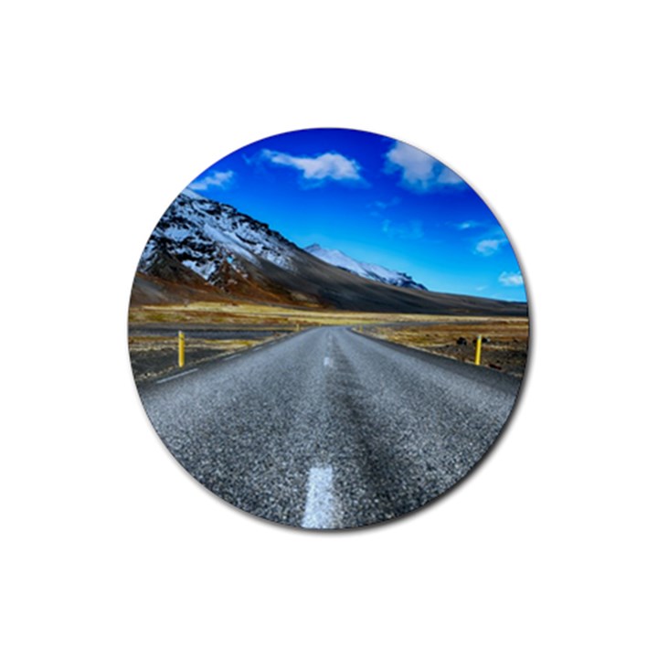 Road Mountain Landscape Travel Rubber Round Coaster (4 pack) 