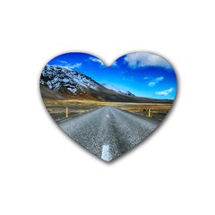 Road Mountain Landscape Travel Rubber Coaster (heart)  by Celenk