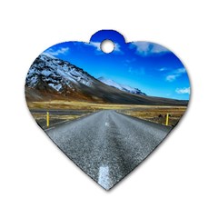 Road Mountain Landscape Travel Dog Tag Heart (one Side)