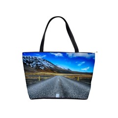 Road Mountain Landscape Travel Shoulder Handbags by Celenk