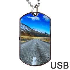 Road Mountain Landscape Travel Dog Tag Usb Flash (one Side) by Celenk