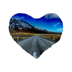 Road Mountain Landscape Travel Standard 16  Premium Heart Shape Cushions by Celenk