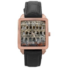 Colosseum Italy Landmark Coliseum Rose Gold Leather Watch  by Celenk