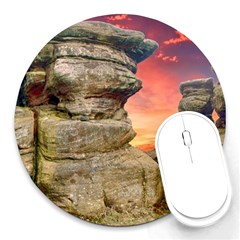 Rocks Landscape Sky Sunset Nature Round Mousepads by Celenk