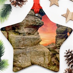 Rocks Landscape Sky Sunset Nature Ornament (star) by Celenk