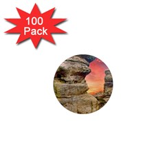 Rocks Landscape Sky Sunset Nature 1  Mini Magnets (100 Pack)  by Celenk