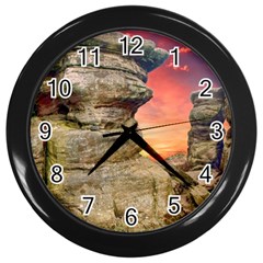 Rocks Landscape Sky Sunset Nature Wall Clocks (black) by Celenk