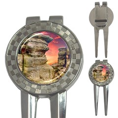 Rocks Landscape Sky Sunset Nature 3-in-1 Golf Divots by Celenk