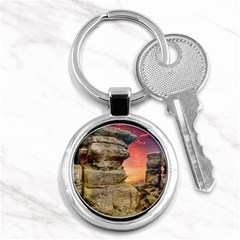 Rocks Landscape Sky Sunset Nature Key Chains (round)  by Celenk