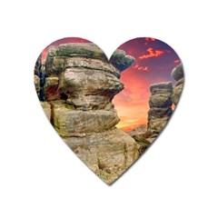 Rocks Landscape Sky Sunset Nature Heart Magnet by Celenk