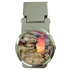 Rocks Landscape Sky Sunset Nature Money Clip Watches by Celenk