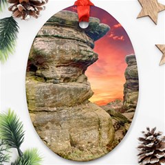 Rocks Landscape Sky Sunset Nature Oval Ornament (two Sides) by Celenk