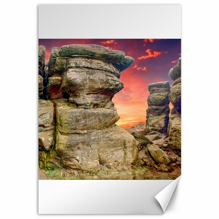 Rocks Landscape Sky Sunset Nature Canvas 12  x 18  