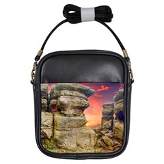 Rocks Landscape Sky Sunset Nature Girls Sling Bags by Celenk