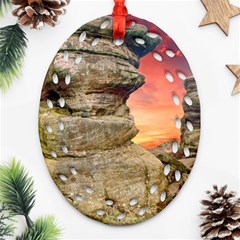 Rocks Landscape Sky Sunset Nature Oval Filigree Ornament (two Sides) by Celenk